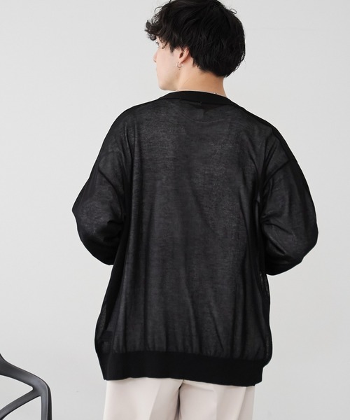 WEGO(ウィゴー)の「WEGO/シアーカーディガン(カーディガン/ボレロ・メンズ・グレー/ブラック・MEDIUM/LARGE)」の15枚目の写真