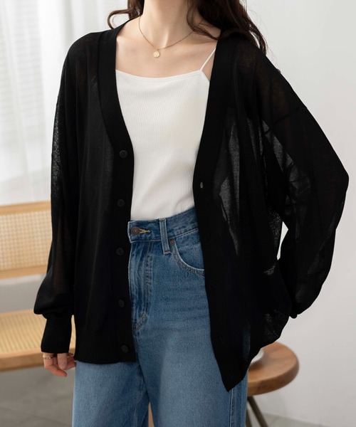 WEGO(ウィゴー)の「WEGO/シアーカーディガン(カーディガン/ボレロ・メンズ・グレー/ブラック・MEDIUM/LARGE)」の3枚目の写真