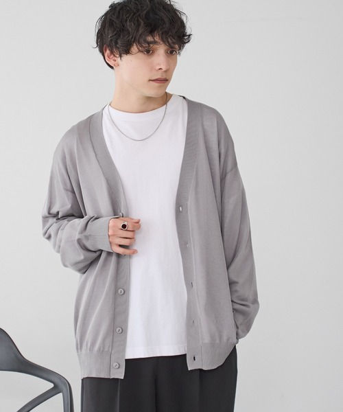 WEGO(ウィゴー)の「WEGO/シアーカーディガン(カーディガン/ボレロ・メンズ・グレー/ブラック・MEDIUM/LARGE)」の21枚目の写真