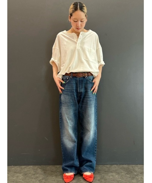 GAP（ギャップ）の「リラックスヘンリーネックTシャツ(ユニセックス)（Tシャツ/カットソー・メンズ・インディゴブルー/ブラック/ホワイト/グレー・XL/XS/S/M/L）」の14枚目の写真
