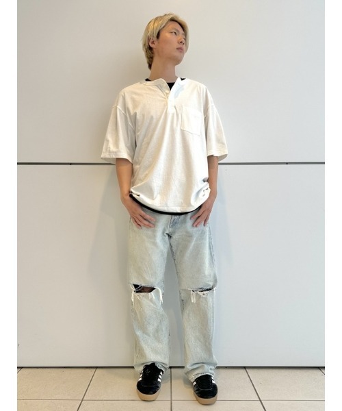 GAP（ギャップ）の「リラックスヘンリーネックTシャツ(ユニセックス)（Tシャツ/カットソー・メンズ・インディゴブルー/ブラック/ホワイト/グレー・XL/XS/S/M/L）」の16枚目の写真