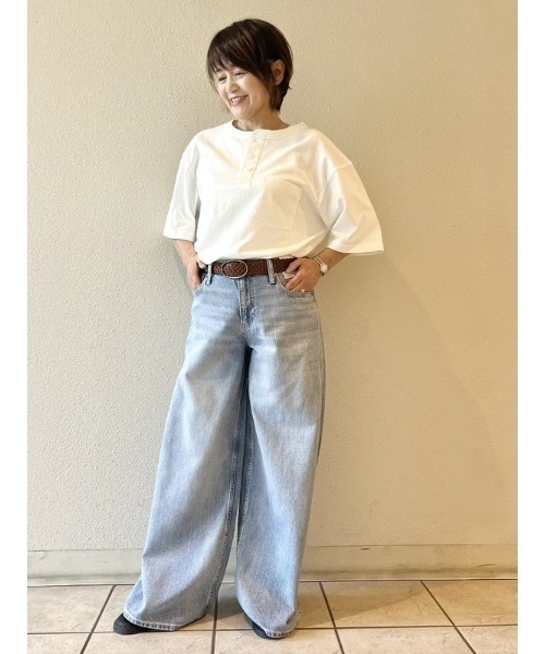 GAP（ギャップ）の「リラックスヘンリーネックTシャツ(ユニセックス)（Tシャツ/カットソー・メンズ・インディゴブルー/ブラック/ホワイト/グレー・XL/XS/S/M/L）」の18枚目の写真