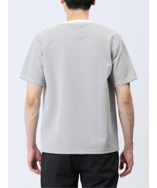 TAKA-Q（タカキュー）の「【ストレッチ】タカキュー リップルマイクロボーダー クルー半袖Tシャツ（Tシャツ/カットソー・メンズ・ライトグレー/ブラウン/ネイビー・MEDIUM/LARGE/X-LARGE）」の8枚目の写真