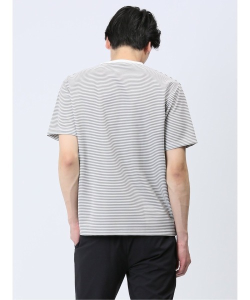 TAKA-Q（タカキュー）の「【ストレッチ】タカキュー リップルマイクロボーダー クルー半袖Tシャツ（Tシャツ/カットソー・メンズ・ライトグレー/ブラウン/ネイビー・MEDIUM/LARGE/X-LARGE）」の12枚目の写真