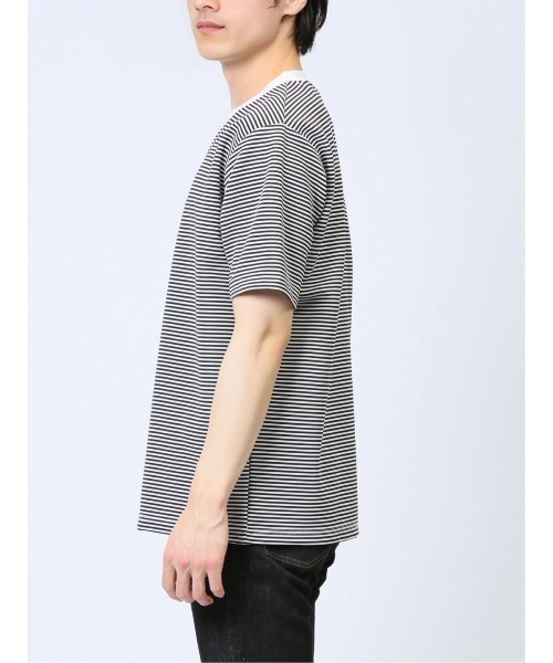 TAKA-Q（タカキュー）の「【ストレッチ】タカキュー リップルマイクロボーダー クルー半袖Tシャツ（Tシャツ/カットソー・メンズ・ライトグレー/ブラウン/ネイビー・MEDIUM/LARGE/X-LARGE）」の17枚目の写真