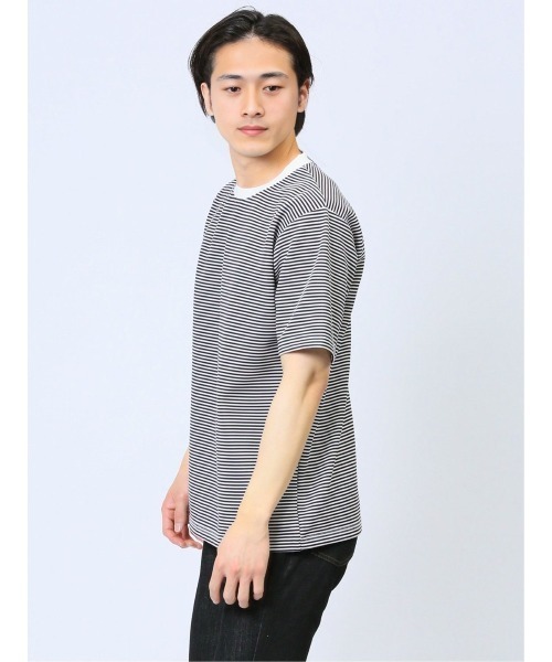 TAKA-Q（タカキュー）の「【ストレッチ】タカキュー リップルマイクロボーダー クルー半袖Tシャツ（Tシャツ/カットソー・メンズ・ライトグレー/ブラウン/ネイビー・MEDIUM/LARGE/X-LARGE）」の21枚目の写真