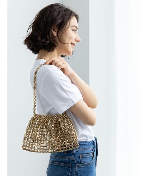 Te chichi（テチチ）の「ビーンズメタル編み地ミニバッグ（ハンドバッグ・レディース・シルバー/ゴールド・F）」の14枚目の写真