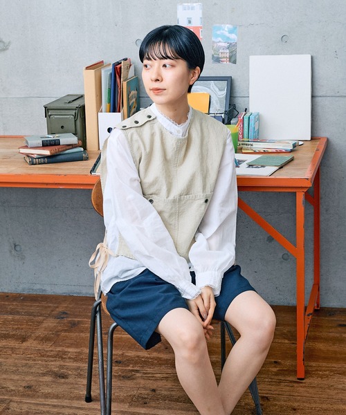 PAR ICI（パーリッシィ）の「リネンコットンキャンバス ワークベスト（ベスト・レディース・アイボリー/ブラック/ネイビー・FREE）」の13枚目の写真