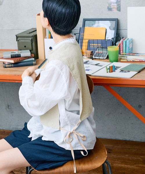 PAR ICI（パーリッシィ）の「リネンコットンキャンバス ワークベスト（ベスト・レディース・アイボリー/ブラック/ネイビー・FREE）」の17枚目の写真