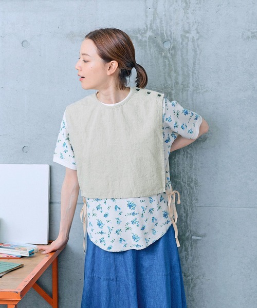 PAR ICI（パーリッシィ）の「リネンコットンキャンバス ワークベスト（ベスト・レディース・アイボリー/ブラック/ネイビー・FREE）」の4枚目の写真