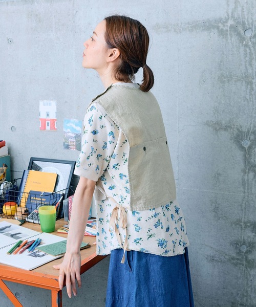 PAR ICI（パーリッシィ）の「リネンコットンキャンバス ワークベスト（ベスト・レディース・アイボリー/ブラック/ネイビー・FREE）」の7枚目の写真