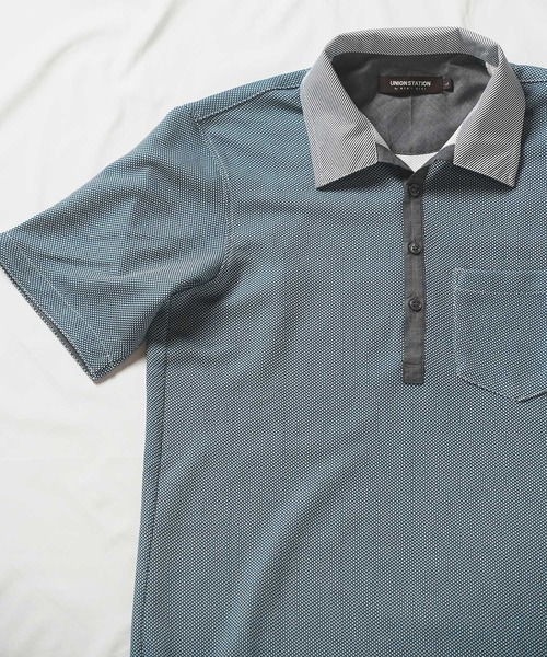 UNION STATION（ユニオンステーション）の「ハニカム裏メッシュイタリアンカラーポロシャツ（ポロシャツ・メンズ・ホワイト系その他/ネイビー/ブルー系その他・LL/M/L）」の7枚目の写真