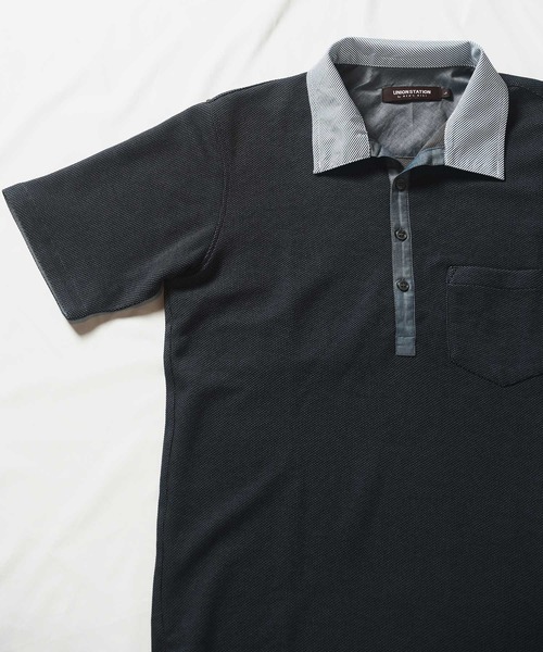UNION STATION（ユニオンステーション）の「ハニカム裏メッシュイタリアンカラーポロシャツ（ポロシャツ・メンズ・ホワイト系その他/ネイビー/ブルー系その他・LL/M/L）」の4枚目の写真