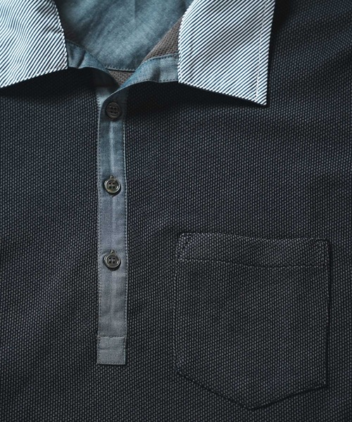 UNION STATION（ユニオンステーション）の「ハニカム裏メッシュイタリアンカラーポロシャツ（ポロシャツ・メンズ・ホワイト系その他/ネイビー/ブルー系その他・LL/M/L）」の5枚目の写真