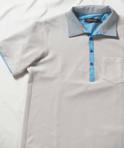 UNION STATION（ユニオンステーション）の「ハニカム裏メッシュイタリアンカラーポロシャツ（ポロシャツ・メンズ・ホワイト系その他/ネイビー/ブルー系その他・LL/M/L）」の10枚目の写真