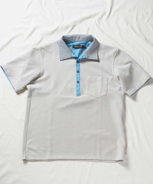 UNION STATION（ユニオンステーション）の「ハニカム裏メッシュイタリアンカラーポロシャツ（ポロシャツ・メンズ・ホワイト系その他/ネイビー/ブルー系その他・LL/M/L）」の16枚目の写真