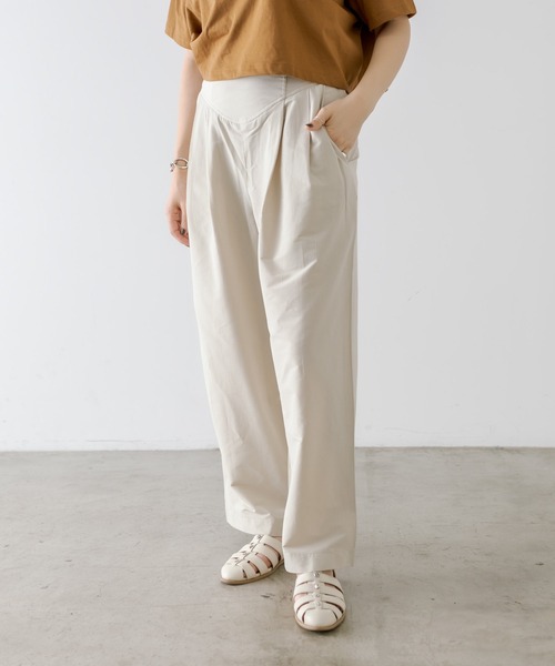 ear PAPILLONNER（イアパピヨネ）の「《ウエスト調整可能》ストレッチ/ツータックワイドパンツ【SUM1 STYLE（スミ スタイル）】（その他パンツ・レディース・ブラック/キャメル/グリーン/パープル/アイボリー・FREE）」の2枚目の写真