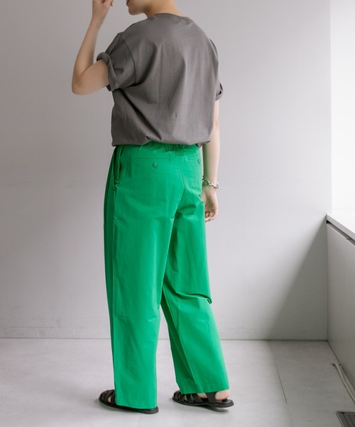 ear PAPILLONNER（イアパピヨネ）の「《ウエスト調整可能》ストレッチ/ツータックワイドパンツ【SUM1 STYLE（スミ スタイル）】（その他パンツ・レディース・ブラック/キャメル/グリーン/パープル/アイボリー・FREE）」の12枚目の写真