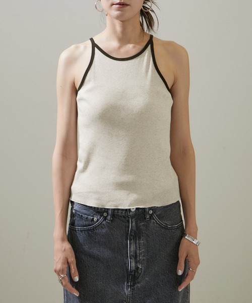 SALON adam et rope'（サロン アダム エ ロペ）の「【GGG for SALON】別注FRESCA RIBアメリカンスリーブタンクトップ（タンクトップ・レディース・ブラック/ベージュ・FREE）」の19枚目の写真