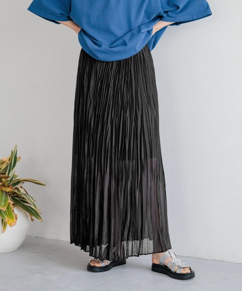 LOWRYS FARM（ローリーズファーム）の「クリンクルシャイニースカート　131270（スカート・レディース・ブラック/ブルー/ピンク/オフホワイト・FREE）」の3枚目の写真