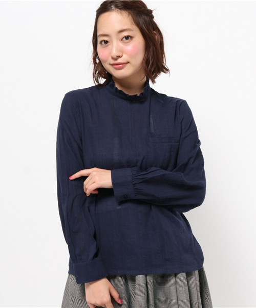 Kastane（カスタネ）の「フリルハイネックブラウス（シャツ/ブラウス・レディース・ベージュ/オフホワイト/ネイビー・FREE）」の13枚目の写真