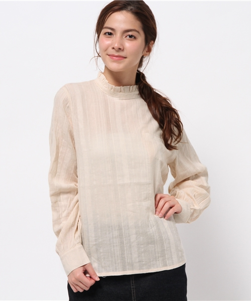 Kastane（カスタネ）の「フリルハイネックブラウス（シャツ/ブラウス・レディース・ベージュ/オフホワイト/ネイビー・FREE）」の14枚目の写真