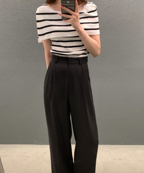 COCOMOMO（ココモモ）の「【4色展開】 大人綺麗め ケープカラー ノースリーブニット（ニット/セーター・レディース・ホワイト×ブラック/ブラック/ホワイト/ブラウン・FREE）」の10枚目の写真