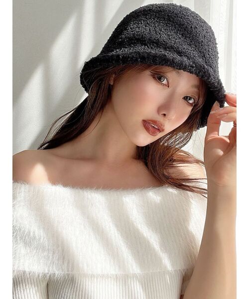 RESEXXY（リゼクシー）の「ブラッシュドベルハット（ハット・レディース・ブラック/ホワイト・FREE）」の4枚目の写真