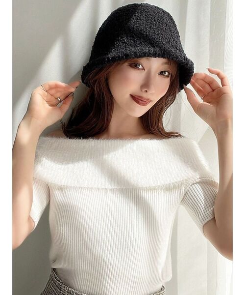 RESEXXY（リゼクシー）の「ブラッシュドベルハット（ハット・レディース・ブラック/ホワイト・FREE）」の5枚目の写真