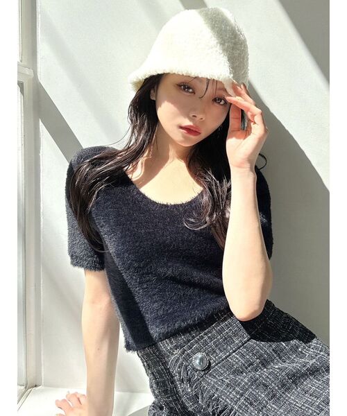 RESEXXY（リゼクシー）の「ブラッシュドベルハット（ハット・レディース・ブラック/ホワイト・FREE）」の7枚目の写真