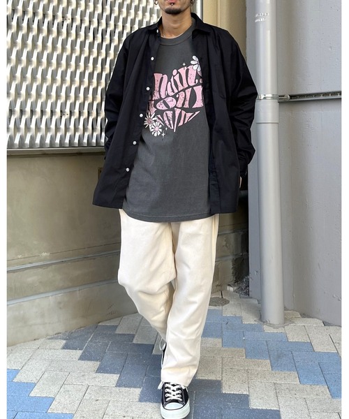 MODISH GAZE（モディシュガゼ）の「【MODISH GAZE】 ハート ピグメントTシャツ (CP)（Tシャツ/カットソー・レディース・ネイビー/アイボリー/スミクロ・FREE）」の11枚目の写真