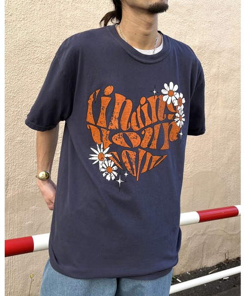 MODISH GAZE（モディシュガゼ）の「【MODISH GAZE】 ハート ピグメントTシャツ (CP)（Tシャツ/カットソー・レディース・ネイビー/アイボリー/スミクロ・FREE）」の15枚目の写真