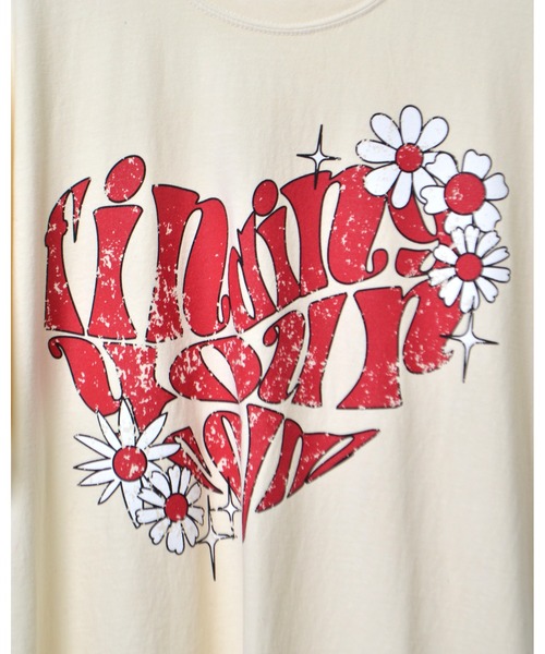 MODISH GAZE（モディシュガゼ）の「【MODISH GAZE】 ハート ピグメントTシャツ (CP)（Tシャツ/カットソー・レディース・ネイビー/アイボリー/スミクロ・FREE）」の19枚目の写真
