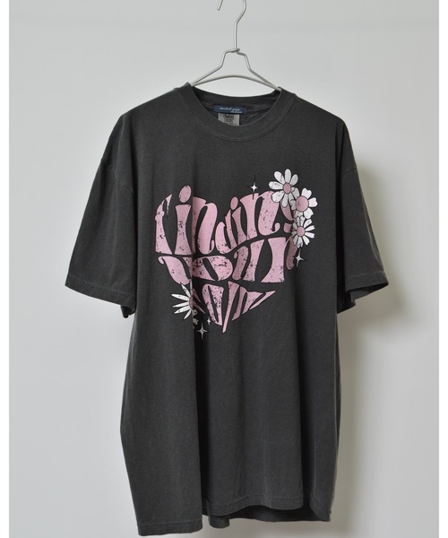 MODISH GAZE（モディシュガゼ）の「【MODISH GAZE】 ハート ピグメントTシャツ (CP)（Tシャツ/カットソー・レディース・ネイビー/アイボリー/スミクロ・FREE）」の22枚目の写真