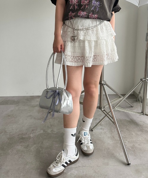 ジョリーミニョン　レース付き　ピンクベージュ　フレアスカート　40 L ジョリーミニョン レース付き ピンクベージュ フレアスカート 40