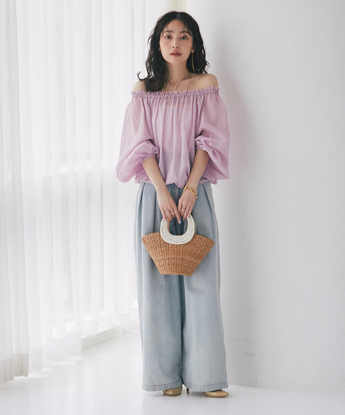 La boutique BonBon(ラブティックボンボン)の「シアーバルーンクロップドブラウス(シャツ/ブラウス・レディース・チャコールグレー/ピンク/ブルー・FREE)」の8枚目の写真