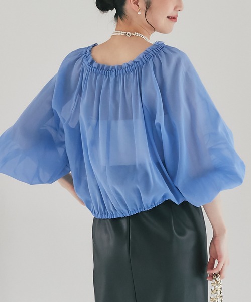 セール】シアーバルーンクロップドブラウス（シャツ/ブラウス）｜La
