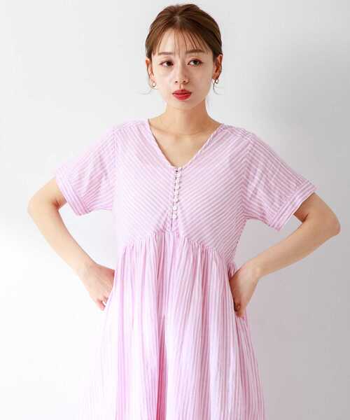 【EXCENTRIQUE】ドビーストライプコットン半袖コルセットワンピース URBAN RESEARCH Sonny Label（アーバンリサーチサニーレーベル）の