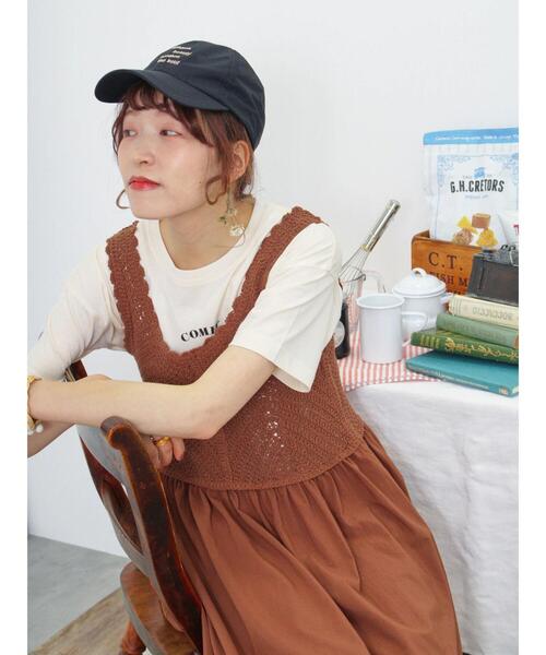 Samansa Mos2（サマンサ モスモス）の「【オーガニックコットン】ロゴプリントTシャツ（Tシャツ/カットソー・レディース・ネイビー/パープル/キナリ/オフホワイト・F）」の3枚目の写真