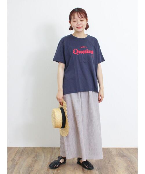 Samansa Mos2（サマンサ モスモス）の「【オーガニックコットン】ロゴプリントTシャツ（Tシャツ/カットソー・レディース・ネイビー/パープル/キナリ/オフホワイト・F）」の21枚目の写真