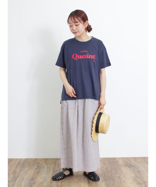 Samansa Mos2（サマンサ モスモス）の「【オーガニックコットン】ロゴプリントTシャツ（Tシャツ/カットソー・レディース・ネイビー/パープル/キナリ/オフホワイト・F）」の20枚目の写真