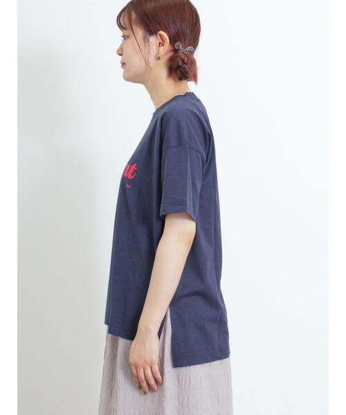 Samansa Mos2（サマンサ モスモス）の「【オーガニックコットン】ロゴプリントTシャツ（Tシャツ/カットソー・レディース・ネイビー/パープル/キナリ/オフホワイト・F）」の13枚目の写真