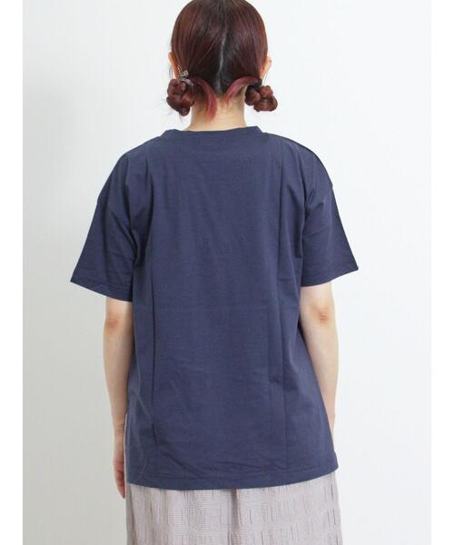 Samansa Mos2（サマンサ モスモス）の「【オーガニックコットン】ロゴプリントTシャツ（Tシャツ/カットソー・レディース・ネイビー/パープル/キナリ/オフホワイト・F）」の12枚目の写真