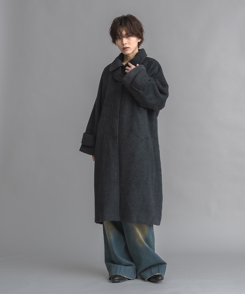 ユニセックス】スタンドカラーシャギーロングコート（その他アウター