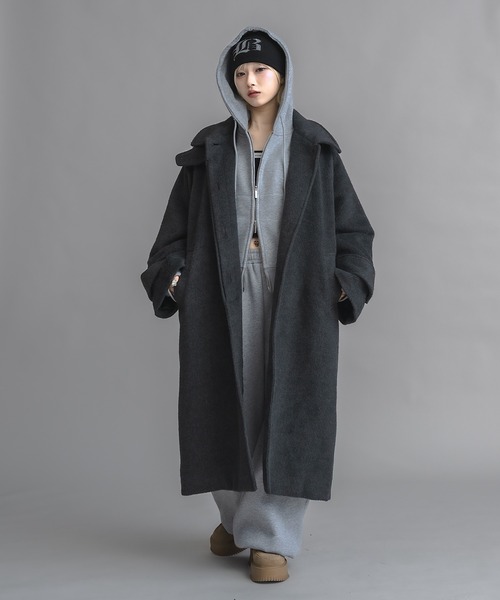 17HR(セブンティーンアワーズ)の「【ユニセックス】スタンドカラーシャギーロングコート(その他アウター・レディース・グレー/チャコールグレー・FREE)」の16枚目の写真