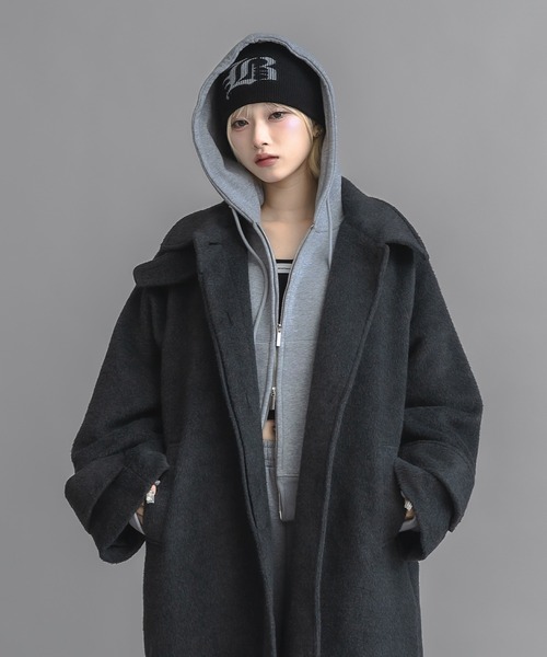 17HR(セブンティーンアワーズ)の「【ユニセックス】スタンドカラーシャギーロングコート(その他アウター・レディース・グレー/チャコールグレー・FREE)」の22枚目の写真