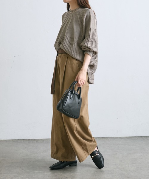 PUAL CE CIN（ピュアルセシン）の「アーチ編みニットプルオーバー（ニット/セーター・レディース・グレイッシュベージュ/ブラック/アイボリー/オレンジ・FREE）」の13枚目の写真