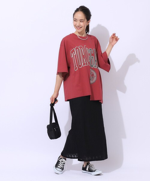 Cutie Blonde（キューティーブロンド）の「◆【洗える】リメイク風Tシャツ（Tシャツ/カットソー・レディース・ホワイト系その他/ワイン系1/チャコールグレー・02/04/03）」の6枚目の写真