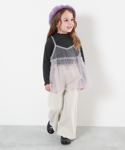 devirock（デビロック）の「チュールキャミ ＆ 長袖リブTシャツ 2点セット（Tシャツ/カットソー・キッズ・ブルー系その他/ホワイト系その他/ブラック系その他・100cm/110cm/120cm/130cm/140cm/150cm/160cm）」の5枚目の写真