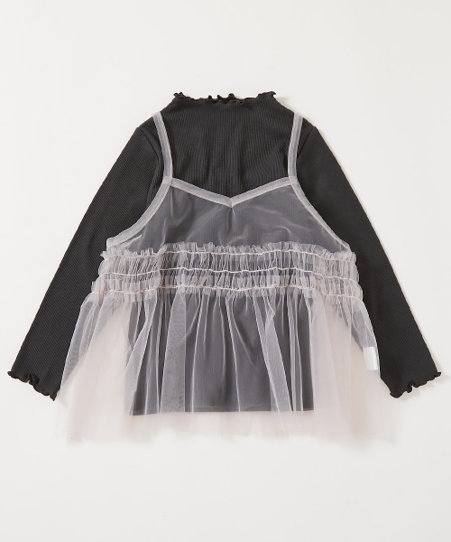 devirock（デビロック）の「チュールキャミ ＆ 長袖リブTシャツ 2点セット（Tシャツ/カットソー・キッズ・ブルー系その他/ホワイト系その他/ブラック系その他・100cm/110cm/120cm/130cm/140cm/150cm/160cm）」の10枚目の写真